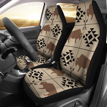 Load image into Gallery viewer, Bison Car Seat Covers Tan, Brown, Black With Ethnic Symbols and Arrows