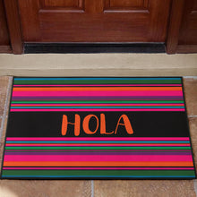 Load image into Gallery viewer, Hola Door Mat Black With Colorful Serape Pattern