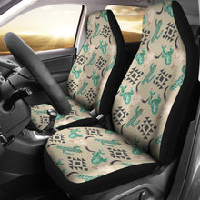 Load image into Gallery viewer, Tan Car Seat Covers With Cactus and Longhorn Skull