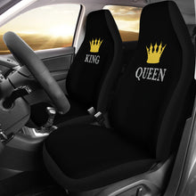 Load image into Gallery viewer, King and Queen His and Hers Car Seat Covers Set In Black
