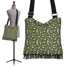 Load image into Gallery viewer, Green Leopard Print Boho Fringe Purse Crossbody Shoulder Bag