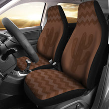 Load image into Gallery viewer, Brown Chevron With Cactus Car Seat Covers Set