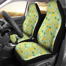 Load image into Gallery viewer, Pastel Green With Yellow Lemon Pattern Car Seat Covers Set