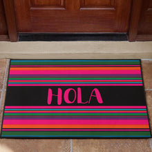 Load image into Gallery viewer, Hola Doormat Hot Pink and Black With Colorful Serape Pattern