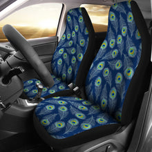 Load image into Gallery viewer, Blue With Green Peacock Feathers Car Seat Covers