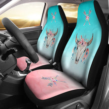 Load image into Gallery viewer, Boho Cow Skull Flowers and Arrows On Ombre Background Car Seat Covers
