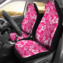 Load image into Gallery viewer, Hot Pink Magenta Hibiscus Flower Car Seat Covers Hawaiian Flower Polynesian Pattern Set of 2
