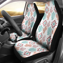 Load image into Gallery viewer, Pastel Rose and Turquoise Cactus Boho Cactus Pattern Car Seat Covers Set