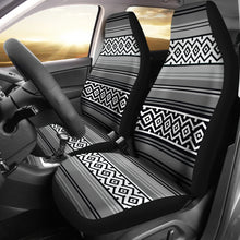 Load image into Gallery viewer, Gray Black and White Mexican Serape Inspired Car Seat Covers