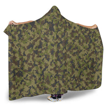Load image into Gallery viewer, Camouflage Hooded Sherpa Lined Blanket Brown, Black, Green, Pattern