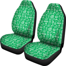 Load image into Gallery viewer, Delivery Driver Green and White Fast Food Pattern Car Seat Covers Set of 2