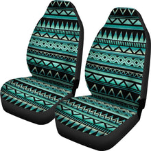 Load image into Gallery viewer, Teal and Black Tribal Pattern Abstract Car Seat Covers