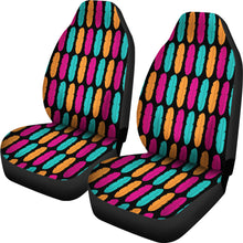 Load image into Gallery viewer, Colorful Boho Feathers on Black Background Car Seat Covers Pink, Teal and Orange