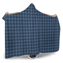 Load image into Gallery viewer, Blue Buffalo Plaid Hooded Blanket With Tan Sherpa Lining