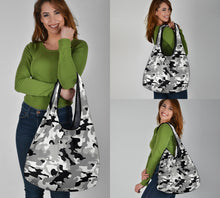 Load image into Gallery viewer, Gray Camo Grocery Bags Reusable Shopping Bags Pack of 3 Camouflage Pattern