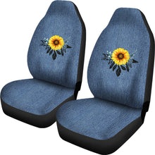 Load image into Gallery viewer, Sunflower Dreamcatcher on Faux Blue Denim Rustic Boho Car Seat Covers Seat Protectors