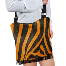 Load image into Gallery viewer, Tiger Striped Boho Bag With Fringe Crossbody Purse Straps