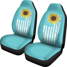 Load image into Gallery viewer, Sea Foam American Flag Distressed Car Seat Covers Set