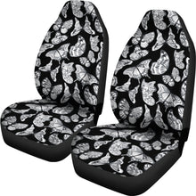 Load image into Gallery viewer, Black With Gray and White Butterflies Car Seat Covers