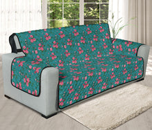 Load image into Gallery viewer, Teal With Pink Roses Shabby Chic Sofa Cover Protector