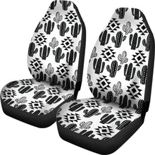 Load image into Gallery viewer, Black and White Boho Cactus Pattern Car Seat Covers Seat Protectors Set Of 2