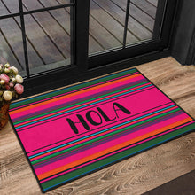Load image into Gallery viewer, Hola Door Mat Black With Colorful Serape Pattern