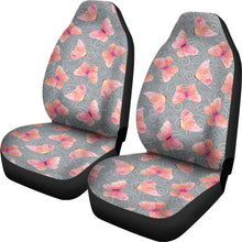 Load image into Gallery viewer, Gray White Leaves and Pink Butterfly Car Seat Covers