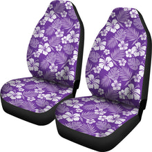 Load image into Gallery viewer, Purple With White Hibiscus Flowers Car Seat Covers Seat protectors Set of 2