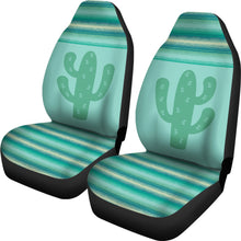 Load image into Gallery viewer, Teal, Blue, Tan, Serape Cactus Design Car Seat Covers Set