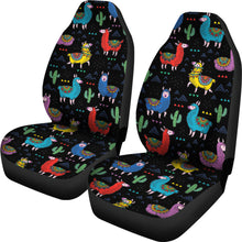 Load image into Gallery viewer, Black With Colorful Llamas Car Seat Covers Seat Protectors