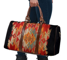 Load image into Gallery viewer, Abstract Tribal Travel Bag Duffel With Black Faux Leather Handles
