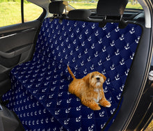 Load image into Gallery viewer, Navy Blue With White Anchor Pattern Pet Hammock Back Seat Cover For Dogs