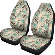 Load image into Gallery viewer, Tan Car Seat Covers With Cactus and Longhorn Skull