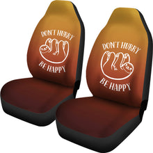 Load image into Gallery viewer, Burnt Orange Sloth Don't Hurry Be Happy Car Seat Covers
