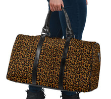 Load image into Gallery viewer, Leopard Print Travel Bag Duffel With Black Faux Leather Handles