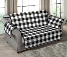 Load image into Gallery viewer, Black White Buffalo Plaid 54" Loveseat Sofa Couch Cover Protector Farmhouse Home Decor