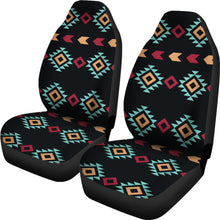 Load image into Gallery viewer, Black, Red and Turquoise Native Navajo Inspired Tribal Pattern Car Seat Covers