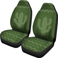 Load image into Gallery viewer, Green Chevron With Cactus Car Seat Covers Set of 2