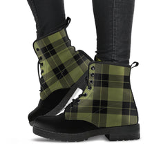 Load image into Gallery viewer, Army Green and Black Plaid Women's Vegan Leather Boots