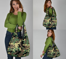 Load image into Gallery viewer, Green Camouflage Reusable Grocery Shopping Bags Pack of 3