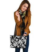 Load image into Gallery viewer, Black and White Hibiscus Hawaiian Flower Tote Bag