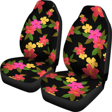 Load image into Gallery viewer, Black With Bright Tropical Flowers Car Seat Covers