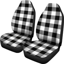 Load image into Gallery viewer, Black and White Large Print Buffalo Plaid Car Seat Covers Set