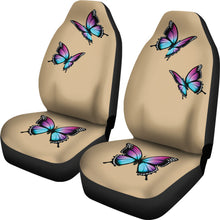 Load image into Gallery viewer, Tan With Blue and Purple Butterflies Car Seat Covers