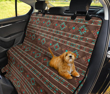 Load image into Gallery viewer, Brown, Turquoise and Cream Ethnic Tribal Pattern Dog Hammock Back Seat Cover For Pets