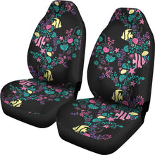 Load image into Gallery viewer, Pastel Ocean Chalky Style Water Themed Car Seat Covers Fish and Sea Shells