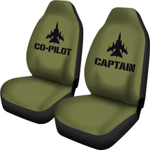 Load image into Gallery viewer, Captain and Co-Pilot Set of 2 Car Seat Covers Army Military Green