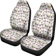 Load image into Gallery viewer, White With Pink and Purple Skulls and Roses Car Seat Covers