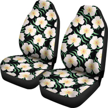 Load image into Gallery viewer, Black With Large Plumeria Frangipani Flower Pattern Hawaiian Island Floral Car Seat Covers