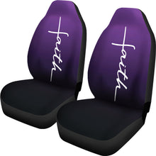 Load image into Gallery viewer, Faith Word Cross In White On Dark Purple Ombre Car Seat Covers Religious Christian Themed